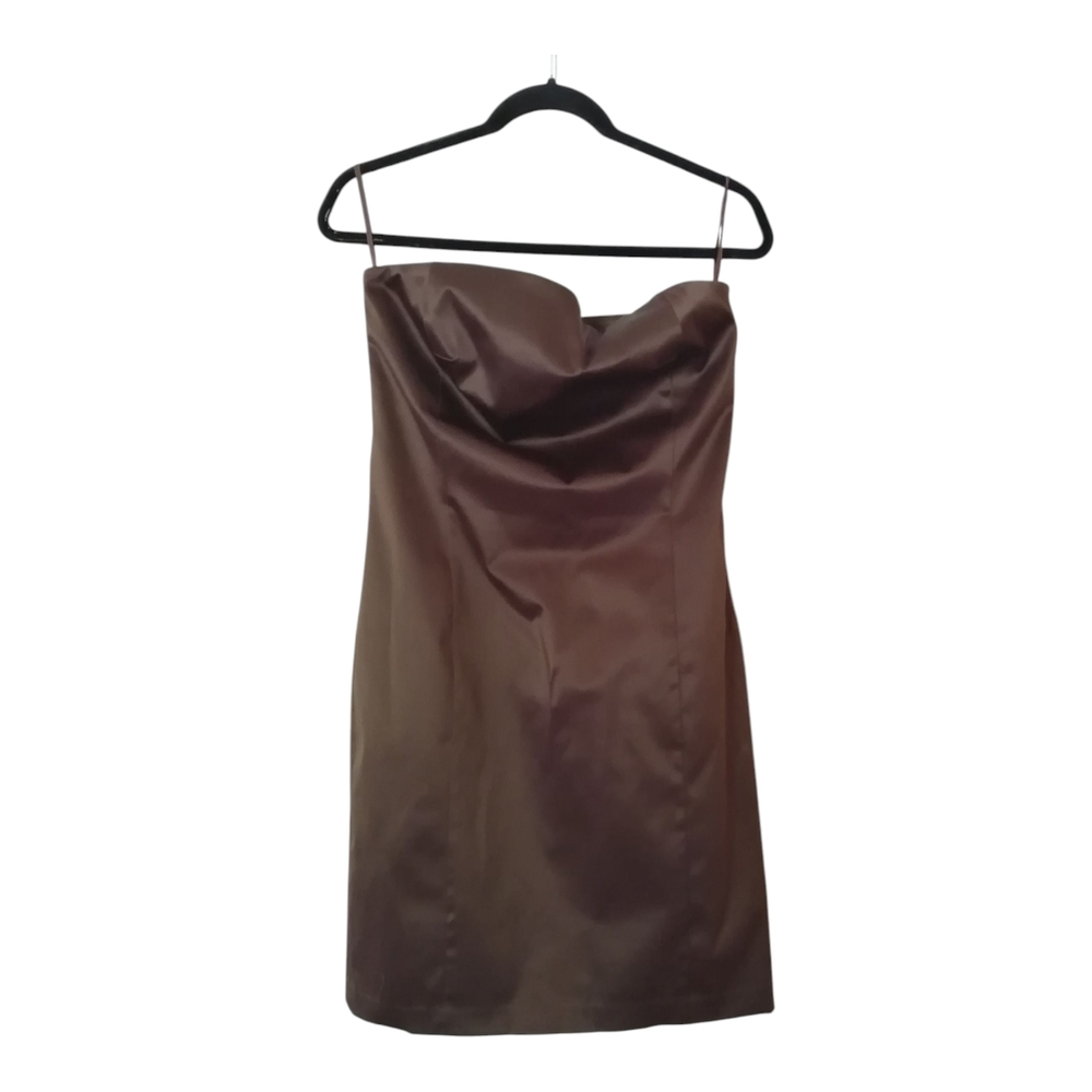 Isaac Mizrahi Brown Sweetheart Neckline Sheath Dress